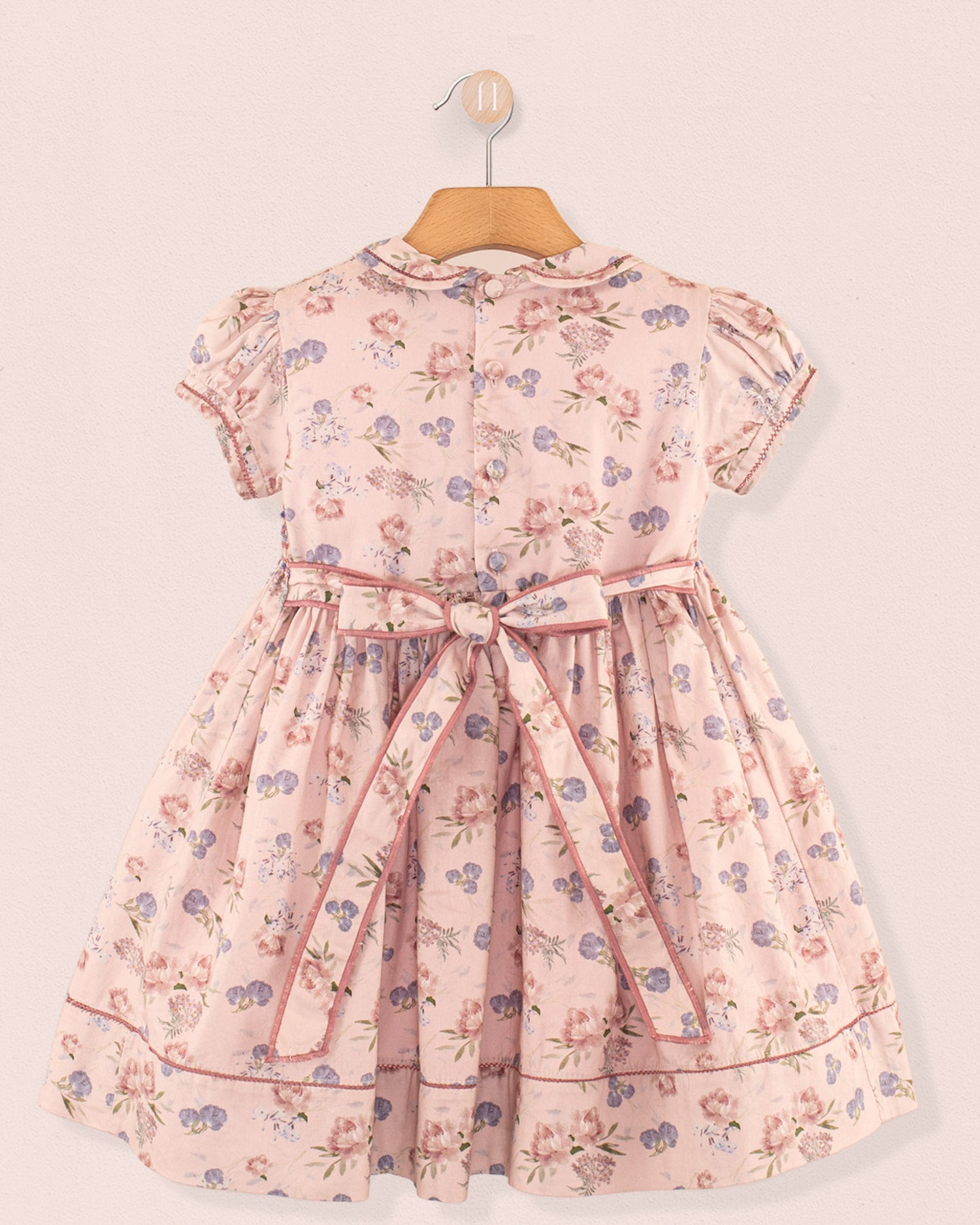 Emma Mauve Bouquet Twill Smocked Dress